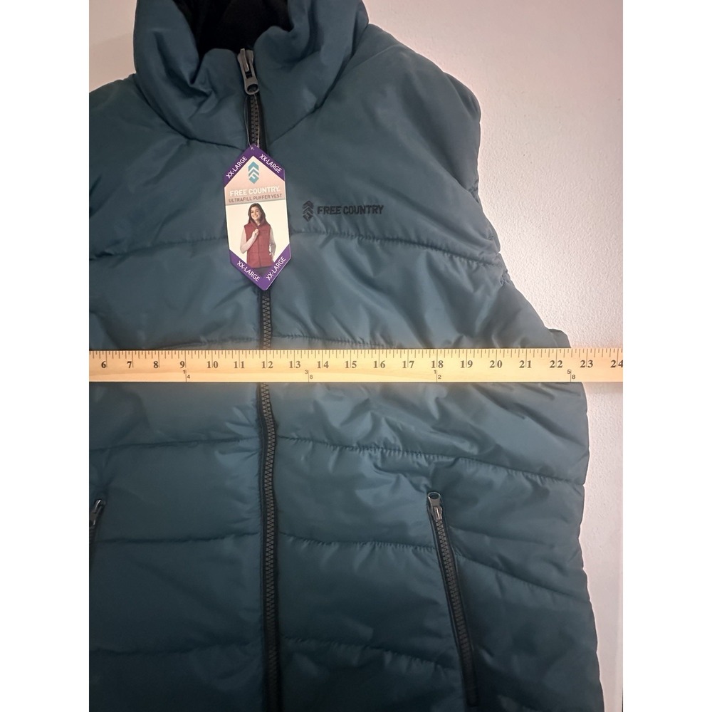 Free Country Women's Blue Solid Ultralite Puffer Vest Collared Full Zip XXL NWT - Picture 5 of 7